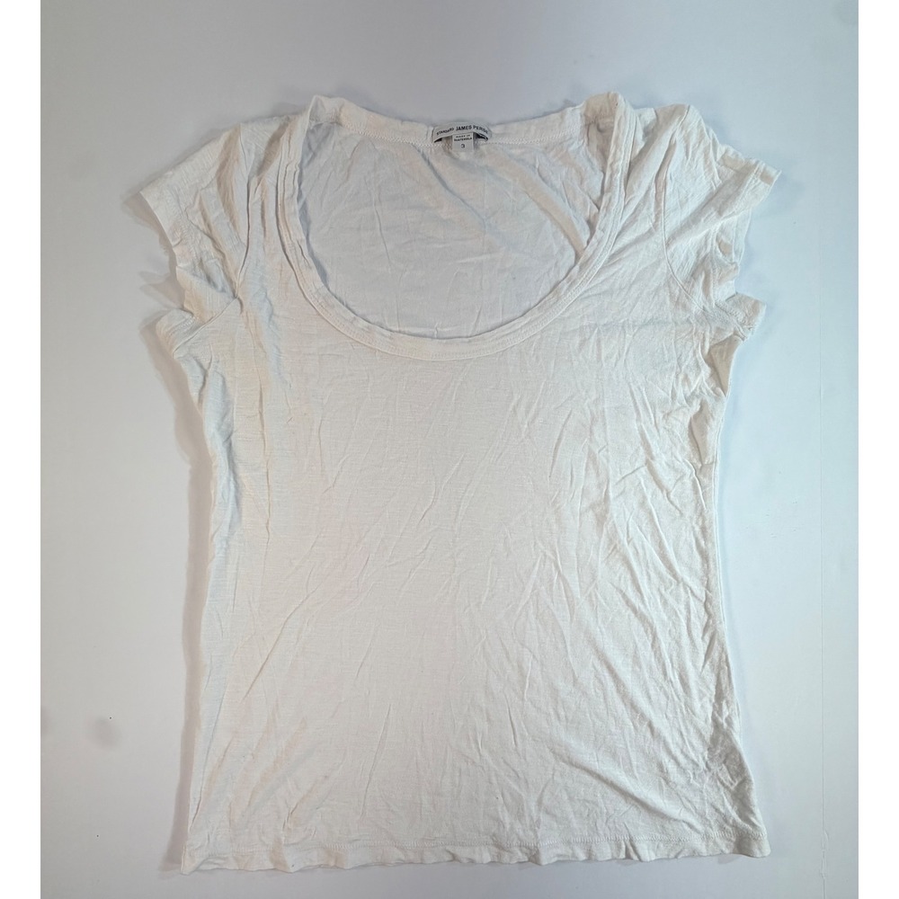 Standard James Perse White Cotton Modal Scoop Neck Tee WKGH3569CU Size 3